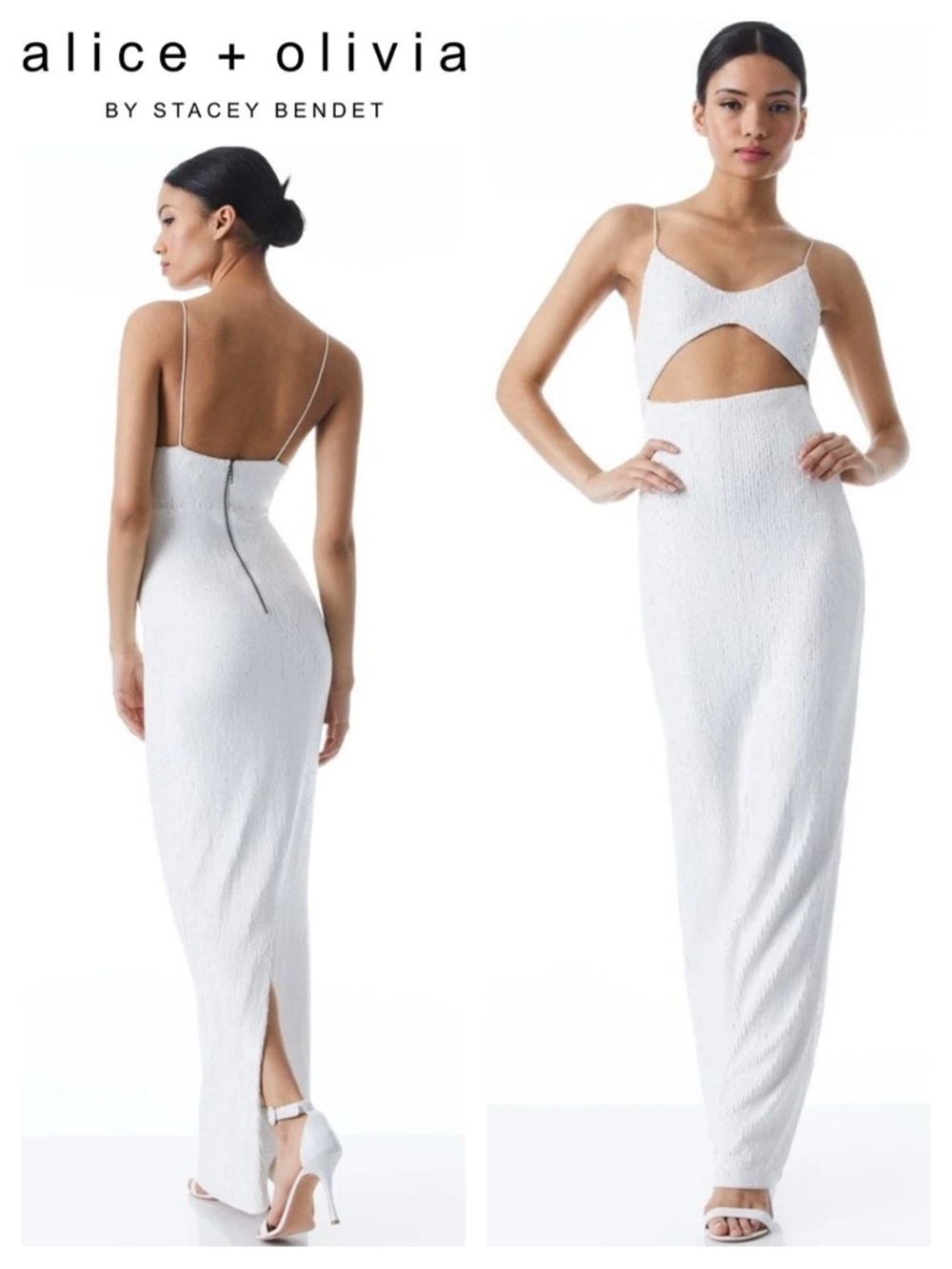 ALICE + OLIVIA Valli Cut Out Sequin Cami Dress
